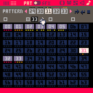 New pattern 31 in Pico-8's pattern editor