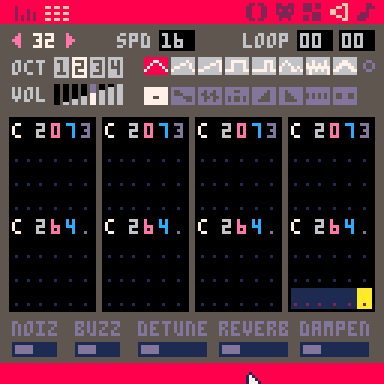 A basic drum beat in Pico-8's sfx editor