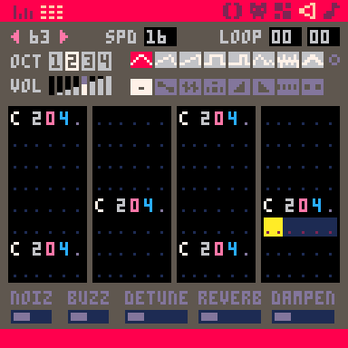 The pop clave in Pico-8's sfx editor